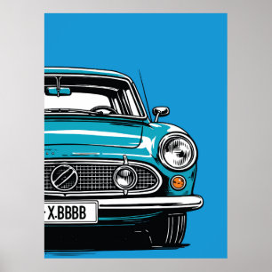 Affiche Illustration Pop Art d'une voiture classique rétro