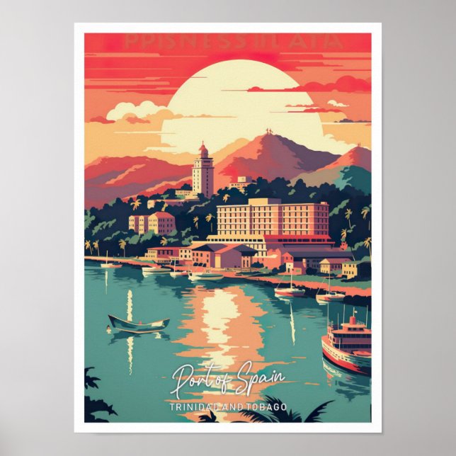 Affiche Illustration Port of Spain Travel Place (Devant)