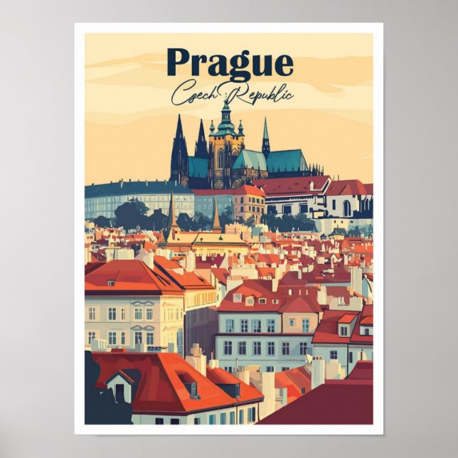Affiche Illustration Prague Czech Art Travel Place (Devant)