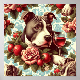 Affiche Illustration Retro American Pit Bull Terrier