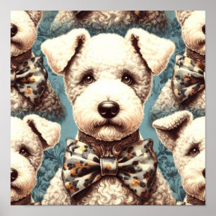 Affiche Illustration Retro Bedlington Terrier