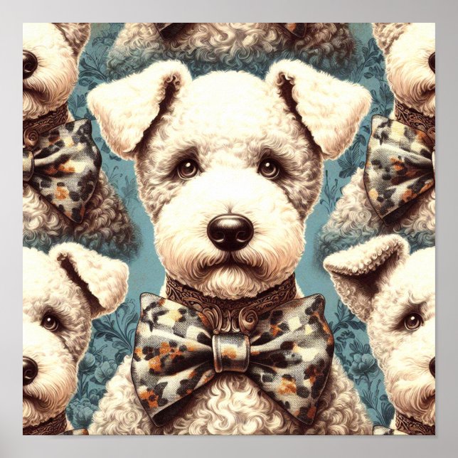 Affiche Illustration Retro Bedlington Terrier (Devant)