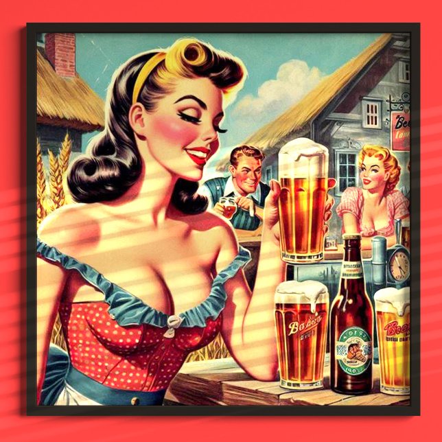 Affiche Illustration Retro Beer Girl (Créateur téléchargé)