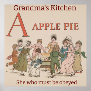Affiche Illustration Retro Childrens Pomme Pie. Modifiable