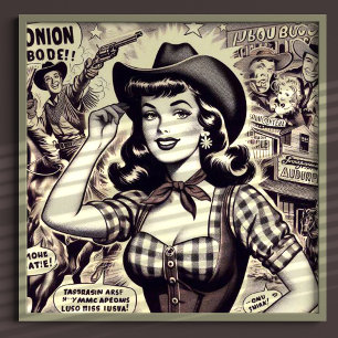 Affiche Illustration Retro Country Girl