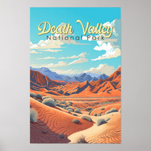Affiche Illustration rétro du parc national de la vallée d