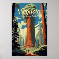 Illustration rétro du parc national de Sequoia