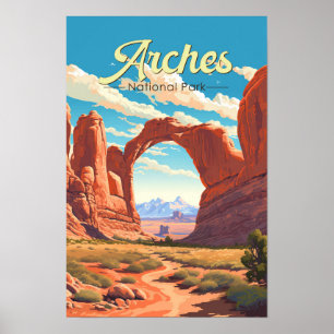 Affiche Illustration rétro du parc national des Arches