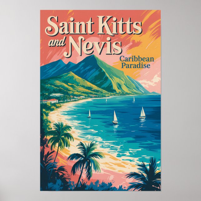 Affiche Illustration Rétro du Paysage de Saint-Christophe- (Devant)