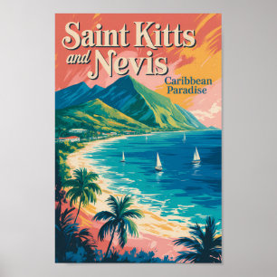 Affiche Illustration Rétro du Paysage de Saint-Christophe-