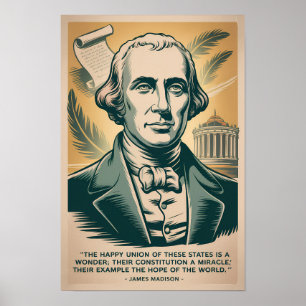 Affiche Illustration rétro du quatrième président James Ma