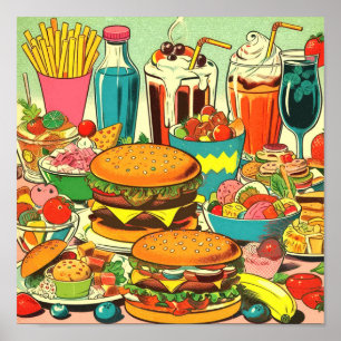 Affiche Illustration Retro Food Comic