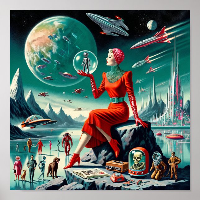 Affiche Illustration Rétro Futuriste (Devant)