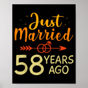 Affiche Illustration romantique mariés il y a 58 ans