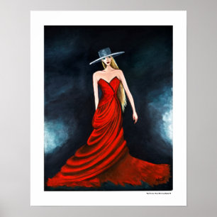 Affiche Illustration rouge 20 x de mode d'affiche de diva