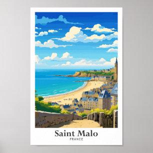 Affiche Illustration Saint Malo France Vintage voyage d'ar