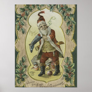 Affiche Illustration Santa Claus Vintage