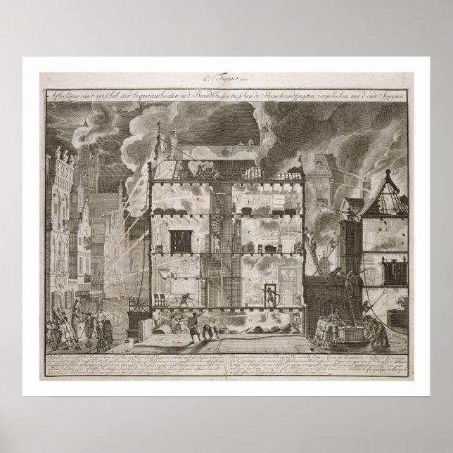 Affiche Illustration showing new long fire hoses could (Devant)