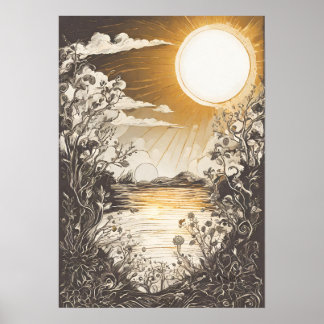 Affiche Illustration solaire paisible Mur Art