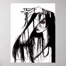 Illustration sombre de femme à l'encre gothique Ar