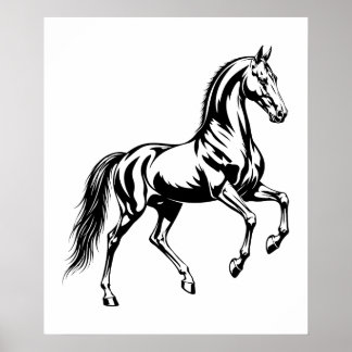 Affiche Illustration stylisée d'un élégant cheval Akhal-Te