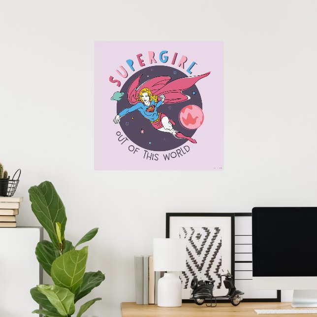 Affiche Illustration Supergirl volant vers le haut (Bureau à domicile)