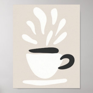 Affiche Illustration Tasse de Café Fumant Style Boho