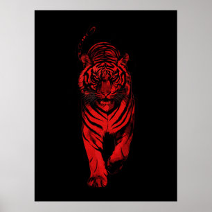 Affiche Illustration Tigre Rouge – Art Animalier Graphique