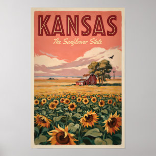 Affiche Illustration Touristique Art Vintage Tournesols du