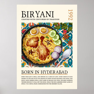 Affiche Illustration traditionnelle vintage de Biryani d'H