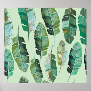 Affiche Illustration tropicale Plante de banane à la mode
