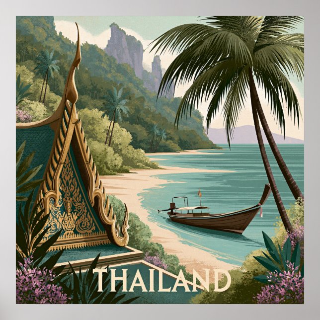 Affiche Illustration Tropicale Thaïlande (Devant)