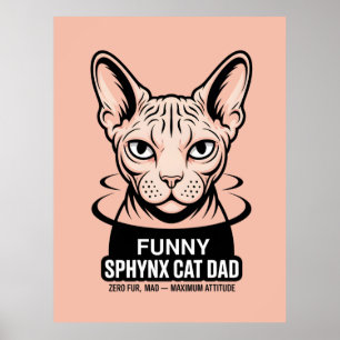 Affiche Illustration vectorielle de papa de chat Sphynx dr
