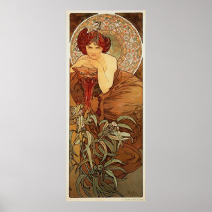 Affiche Illustration verte par Alphonse Mucha