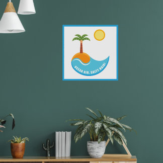Affiche Illustration Vibrante De Plage Et D'Ocean Air Palm