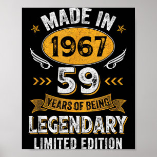 Affiche Illustration vintage 1967 59 ans