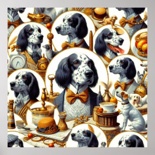 Affiche Illustration vintage Anglais Setter
