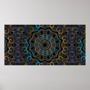 Affiche illustration vintage arrière - plan. Mandala. Indi