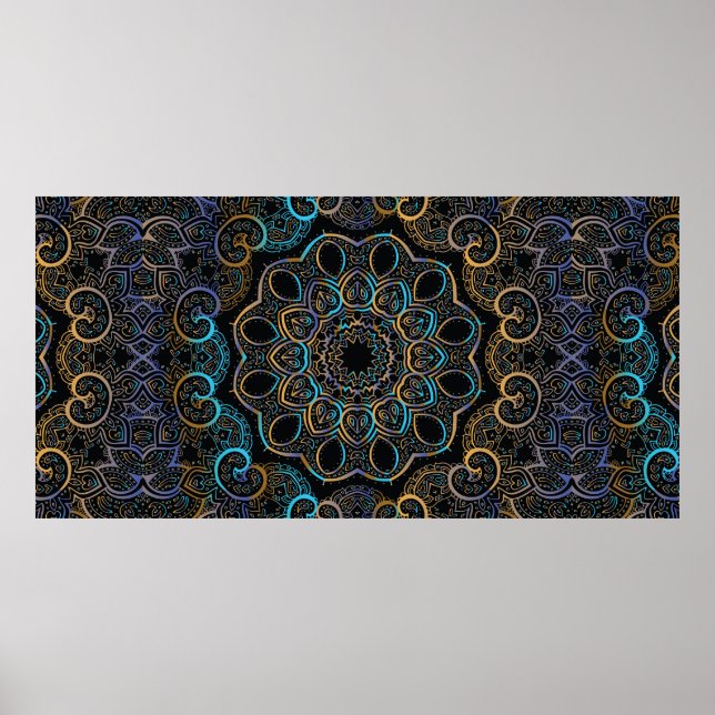 Affiche illustration vintage arrière - plan. Mandala. Indi (Devant)