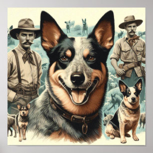 Affiche Illustration vintage Australian Cattle Dog