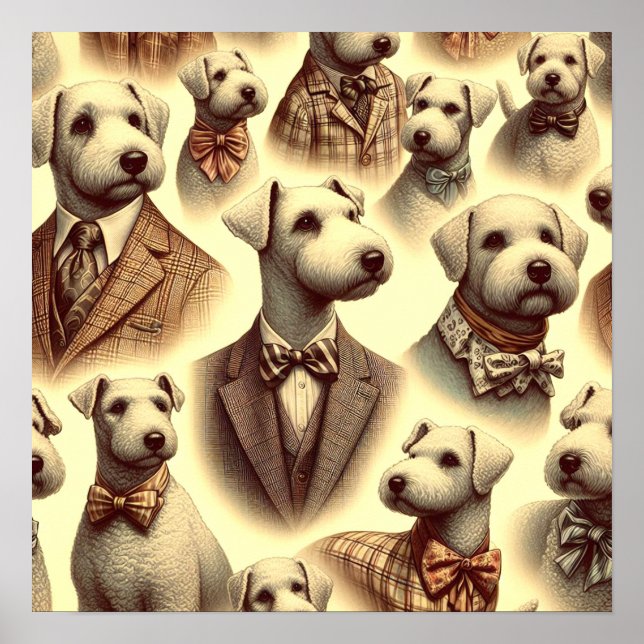Affiche Illustration vintage Bedlington Terrier (Devant)