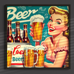Affiche Illustration vintage Beer Girl