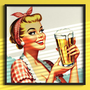 Affiche Illustration vintage Beer Girl