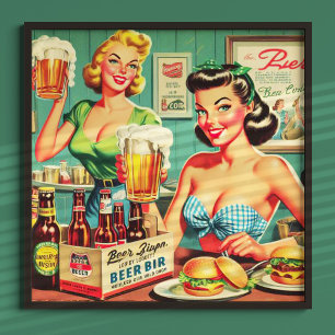 Affiche Illustration vintage Beer Girls