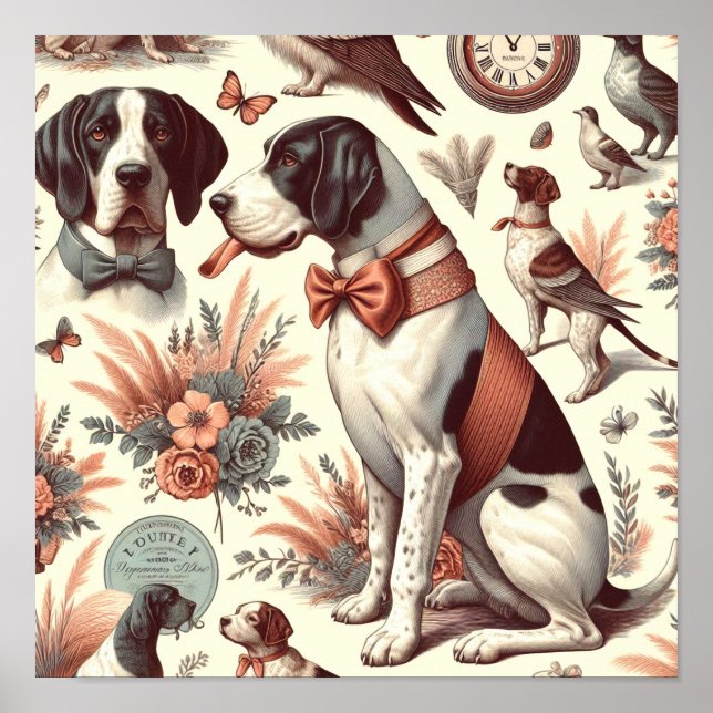 Affiche Illustration vintage Braque Français Chien (Devant)