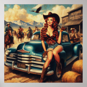 Affiche Illustration vintage Country Girl