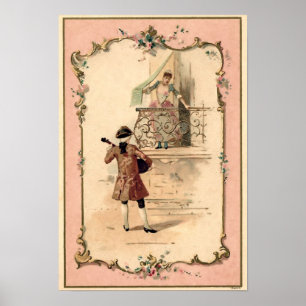 Affiche Illustration vintage d'amants
