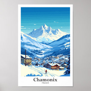 Affiche Illustration Vintage d'Art Voyage de Chamonix Fran