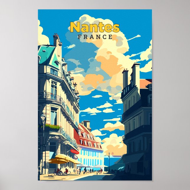 Affiche Illustration Vintage d'Art Voyage de Nantes France (Devant)