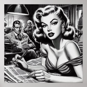 Affiche Illustration vintage de belle femme